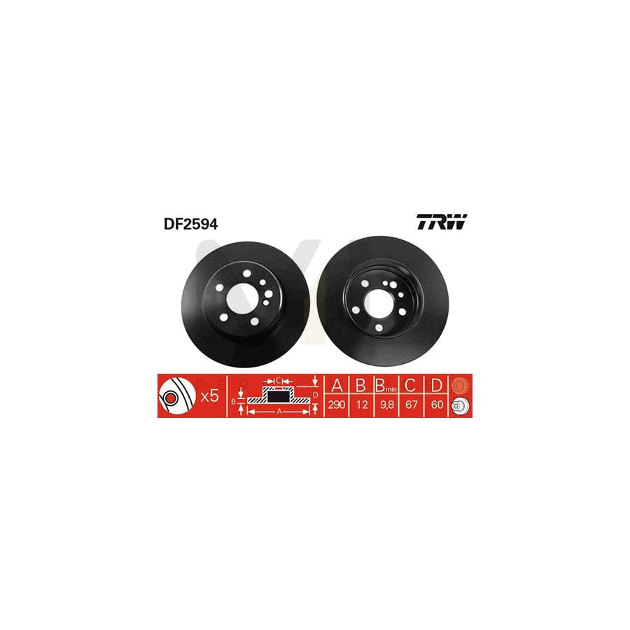 TRW DF2594 Brake Disc suitable for MERCEDES-BENZ S-Class Saloon (W140) Solid, Painted  - 1 piece