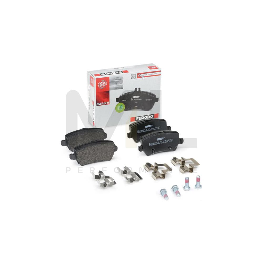 Ferodo Premier Eco Friction FDB1918 Brake Pad Set Not Prepared for Wear Indicator, With Brake Caliper Screws, With Piston Clip, With Accessories