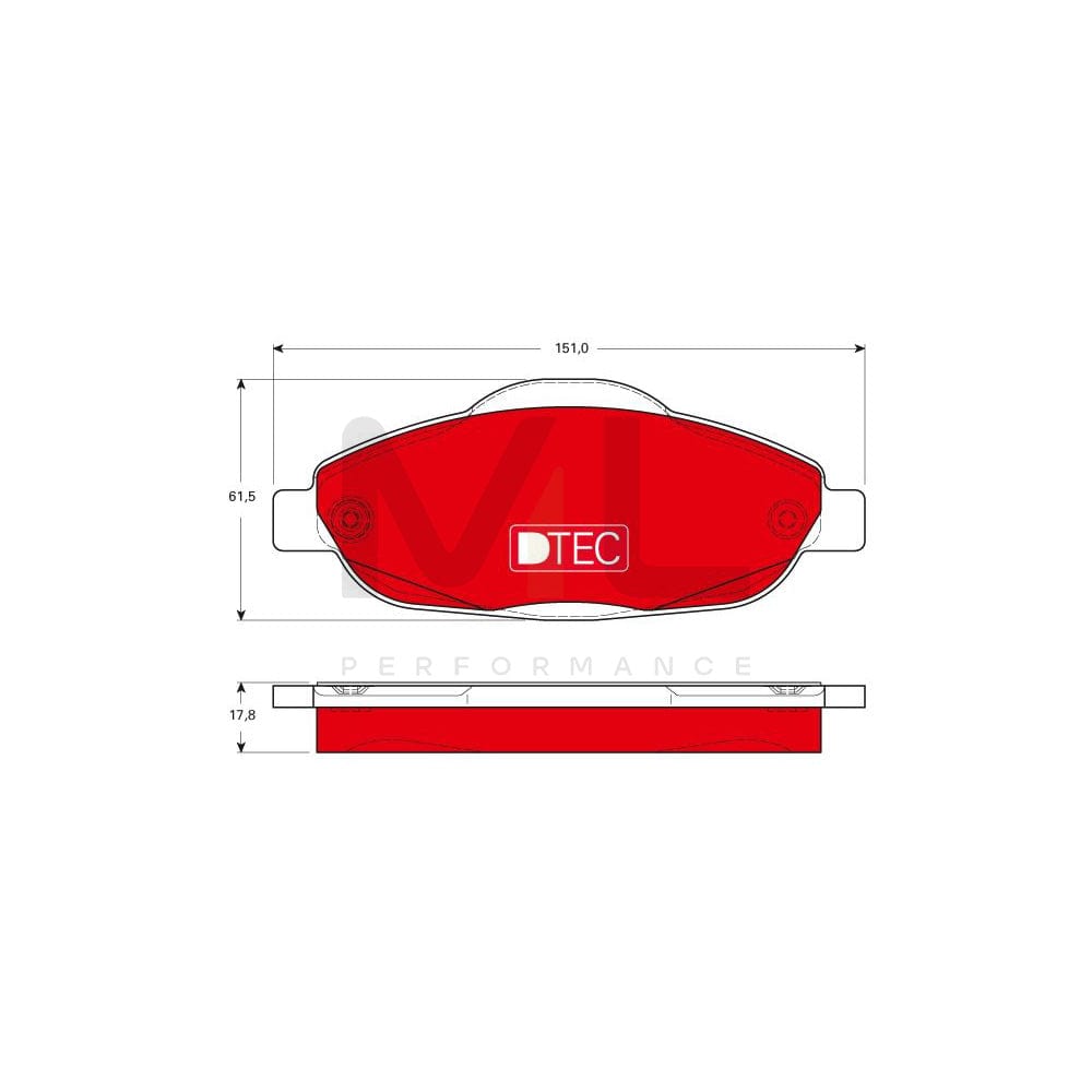 TRW Dtec Cotec Gdb1761Dte Brake Pad Set Not Prepared For Wear Indicator, With Brake Caliper Screws, With Accessories