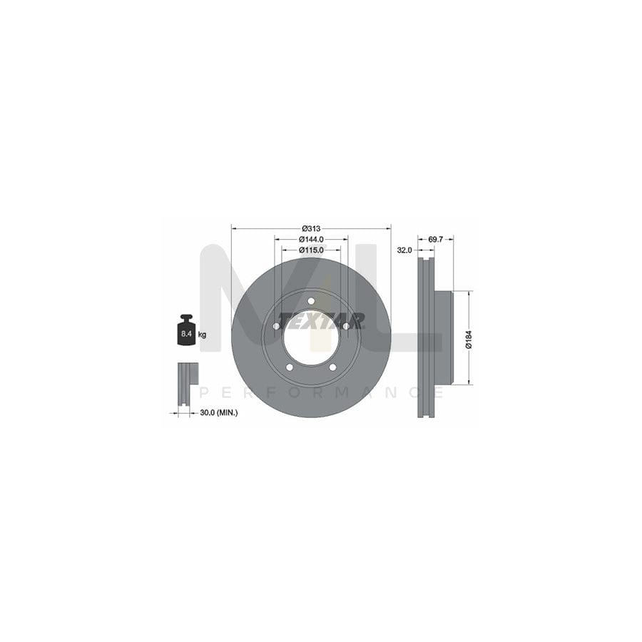 TEXTAR PRO 92108103 Brake Disc Internally Vented, Coated, without wheel hub, without wheel studs  - 1 piece