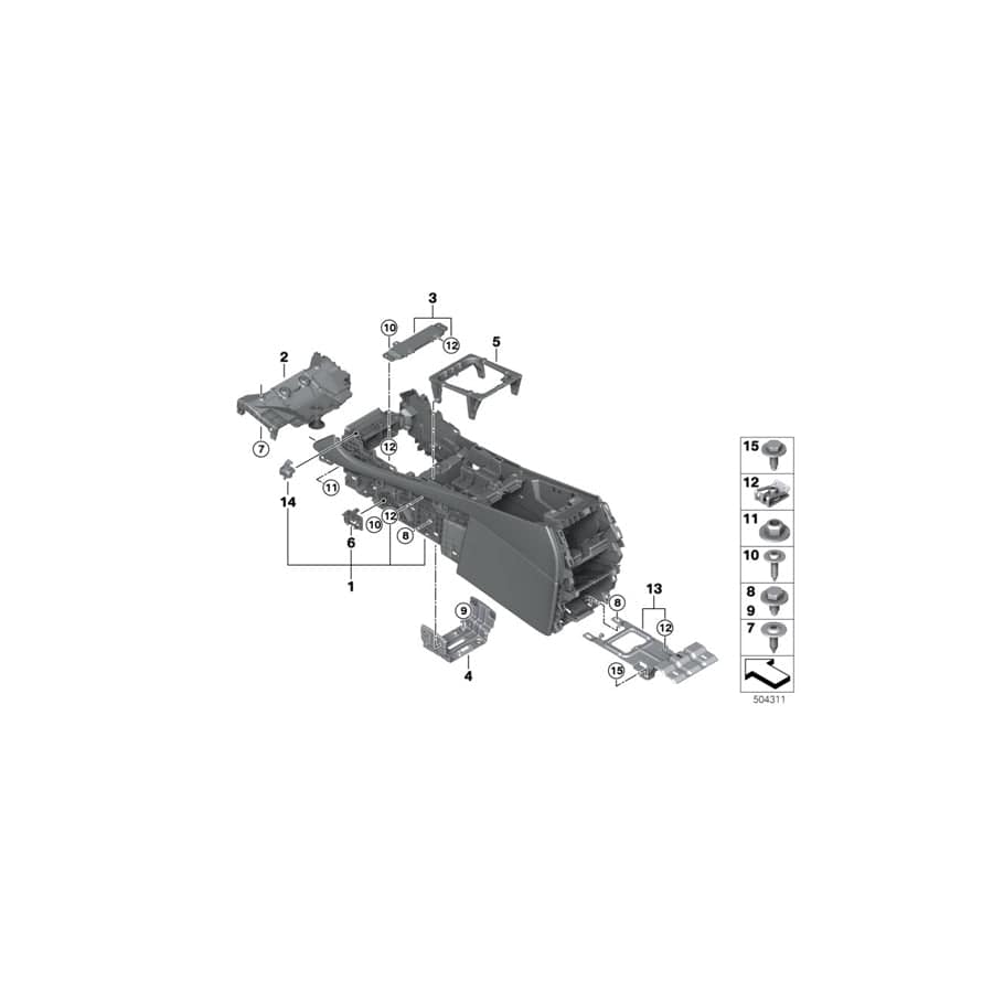 Genuine BMW 51169495664 G06 Center Console ELFENBEINWEISS (Inc. X6)