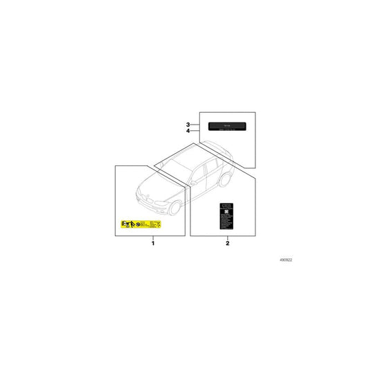 Genuine BMW 71221438498 E83 E53 E86 Label Ices (Inc. X3 3.0i, Z4 M3.2 & X5 4.4i)