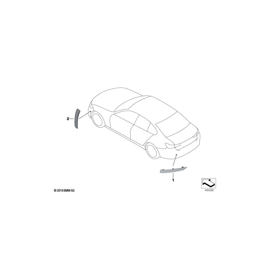 Genuine BMW 63148074229 G20 Reflector, Rear Left M (Inc. M340i, 320i & 320d)