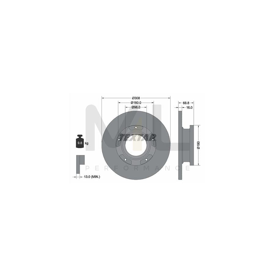 TEXTAR PRO 92273903 Brake Disc Solid, Coated, with ABS sensor ring, without wheel hub, without wheel studs  - 1 piece