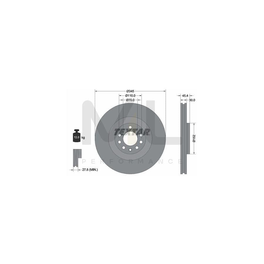 TEXTAR PRO 92242403 Brake Disc Internally Vented, Coated, without wheel hub, without wheel studs  - 1 piece