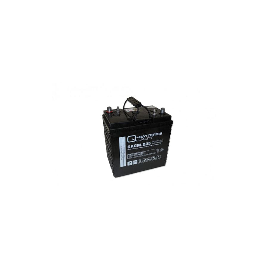 Q-Batteries 6AGM225 Traction battery 6V 185Ah (5h) 210Ah (20h), maintenancefree AGM battery VRLA