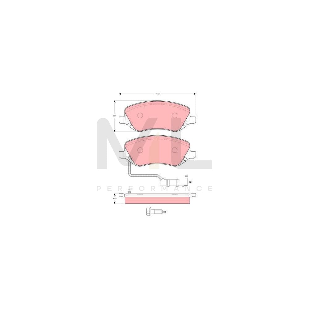 TRW Gdb1489 Brake Pad Set For Lancia Thesis (841) Incl. Wear Warning Contact
