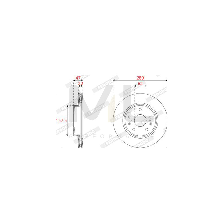 Ferodo DDF2791C Brake Disc Vented  - Pair