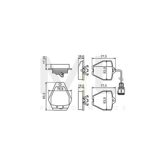 Bosch 0986494436 Brake Pad Set For Audi A8 D2 (4D2, 4D8) With Integrated Wear Sensor, With Anti-Squeak Plate, With Piston Clip BP1358 | ML Performance Car Parts