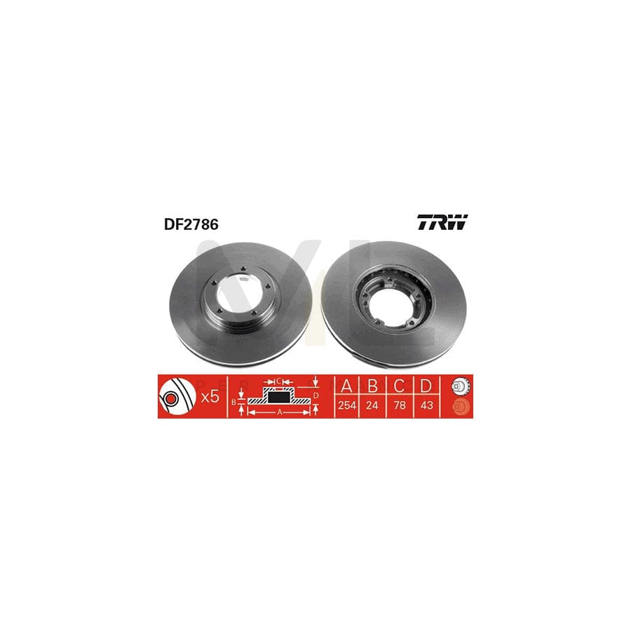 TRW DF2786 Brake Disc for FORD TRANSIT Vented, Painted  - 1 piece