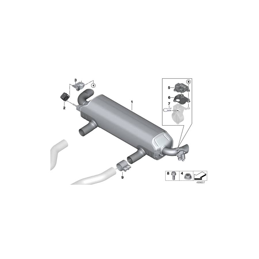 Genuine BMW 18308744801 G16 Rear Muffler With Exhaust Flap (Inc. 840i & 840iX)