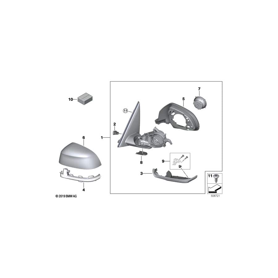 Genuine BMW 51169463323 G06 Exterior Mirror, No Lens, Heated, Left (Inc. X6)