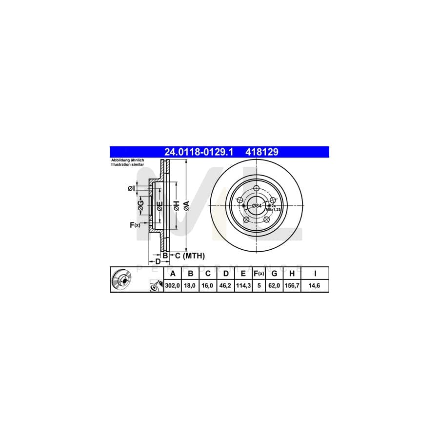 ATE 24.0118-0129.1 Brake Disc for TOYOTA RAV 4 Vented, Coated  - 1 piece