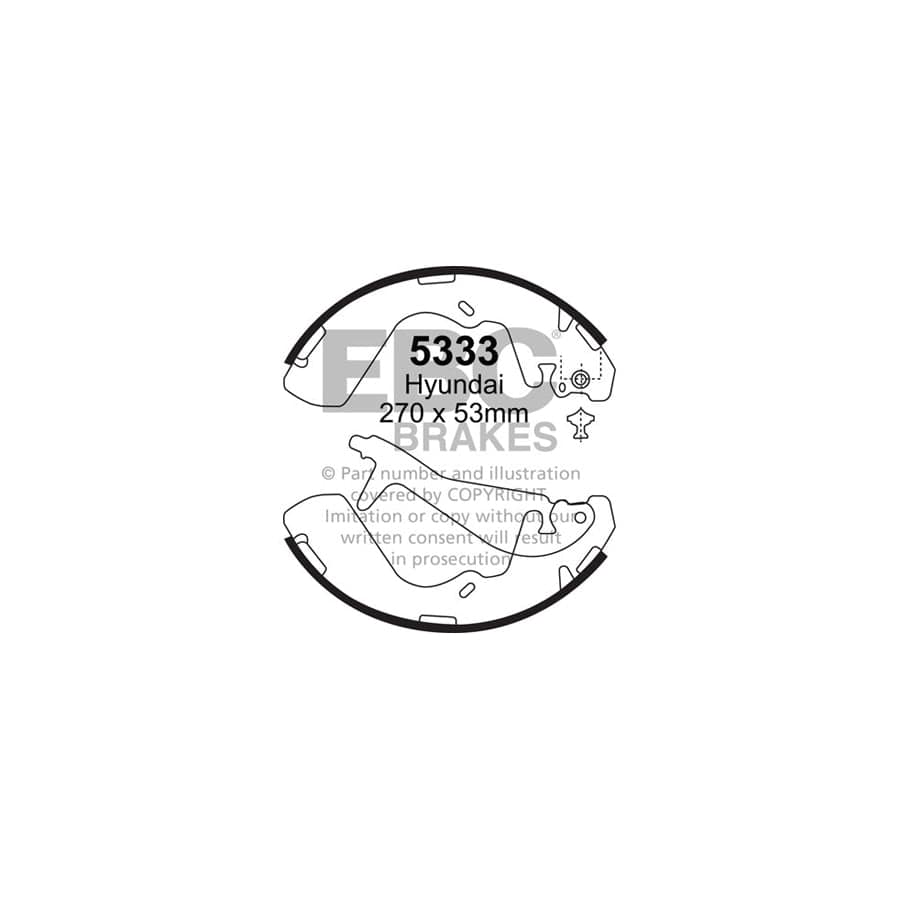 EBC 5333 Hyundai Rear Brake Shoes (Inc. H1 & Starex) 1 | ML Performance UK Car Parts
