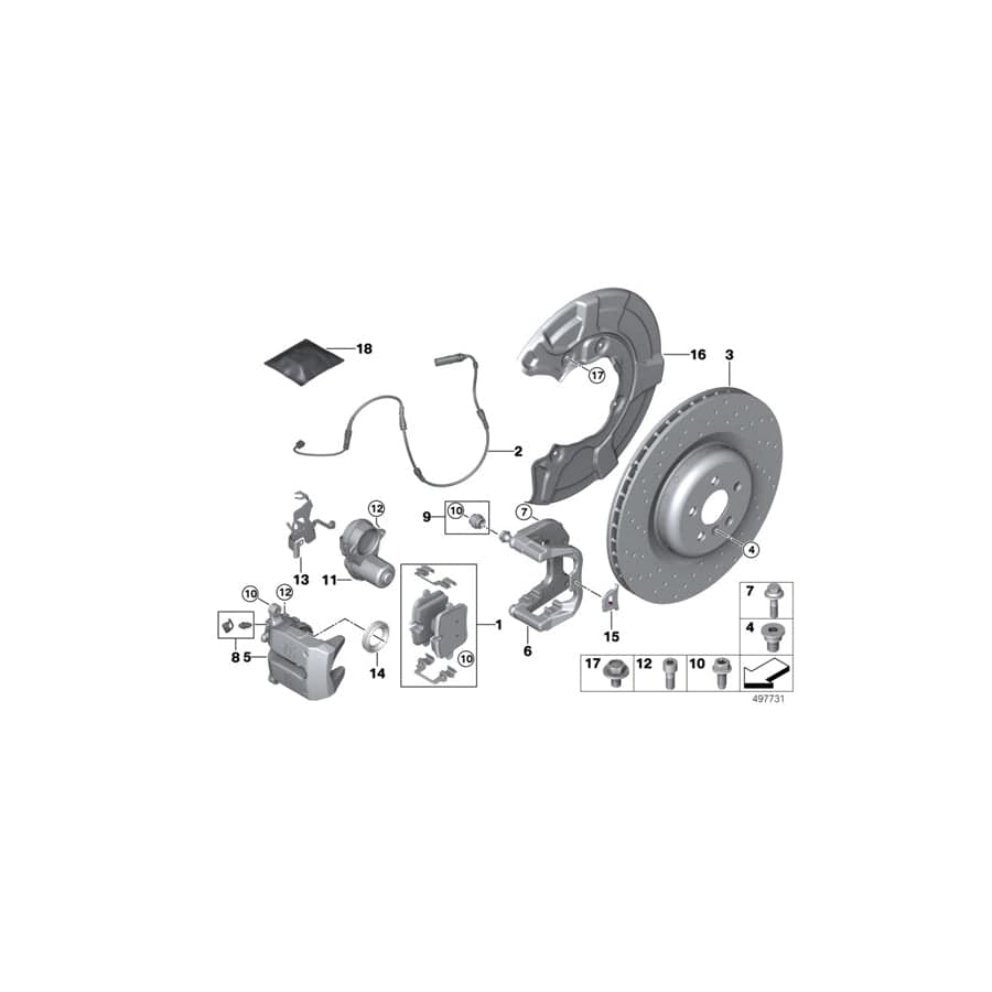 Genuine BMW 34206893580 G05 G06 Brake Caliper Housing, Red, Right 19"E M PERF. (Inc. X6 40iX, X5 M50dX & X5 40iX)