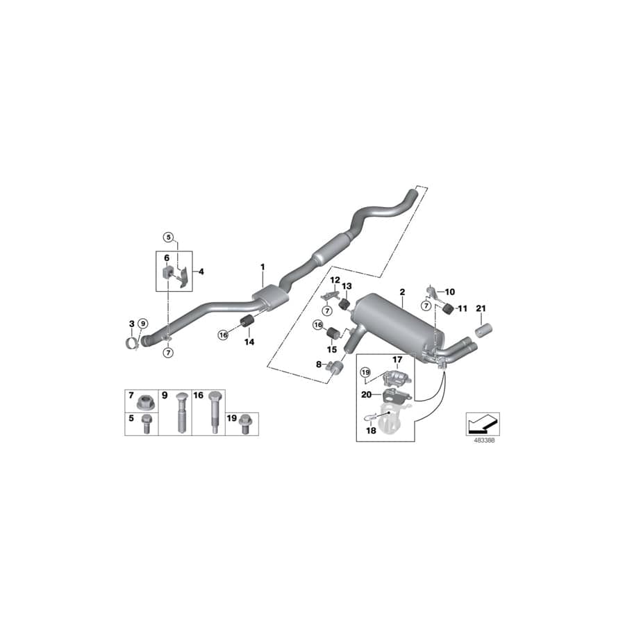 Genuine BMW 18308689369 F23 F22 Rp-Catalytic Conv. With Center Muffler (Inc. 230iX)