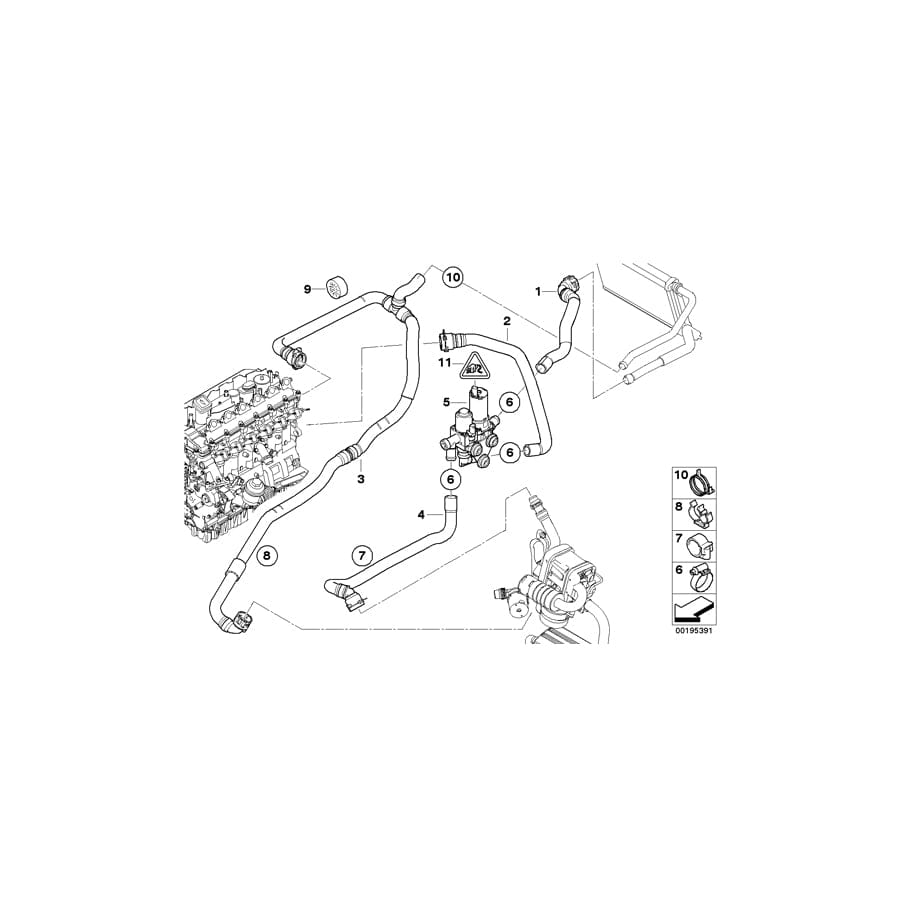Genuine BMW 64126961603 E90 E93 Hose F Independ.Heater And Engine Return (Inc. 325d, 335d & 330d)