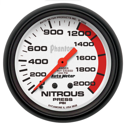 Autometer Phantom 66.7mm 0-2000 PSI Mechanical Nitrous Pressure Gauge