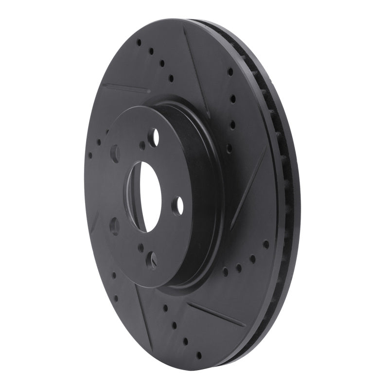 R1 Concepts R1 08-19 Pontiac Vibe Front Right Drilled & Slotted Black Brake Rotor