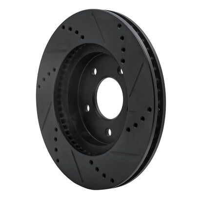 R1 Concepts R1 02-07 Chevrolet Equinox Front Left Drilled & Slotted Black Brake Rotor