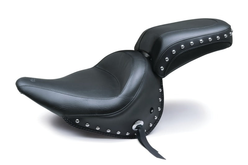 Mustang Motorcycle Mustang 05-17 Harley Deluxe (With Standard Rack) Wide Touring Solo Seat w/Studs - Black