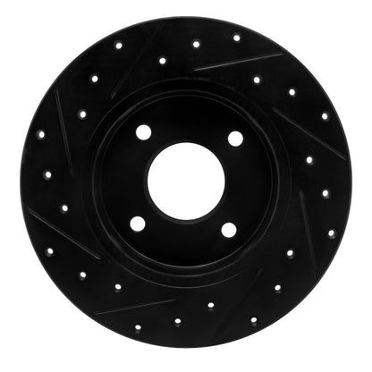 R1 Concepts R1 04-06 Nissan Sentra Rear Right Drilled & Slotted Black Brake Rotor