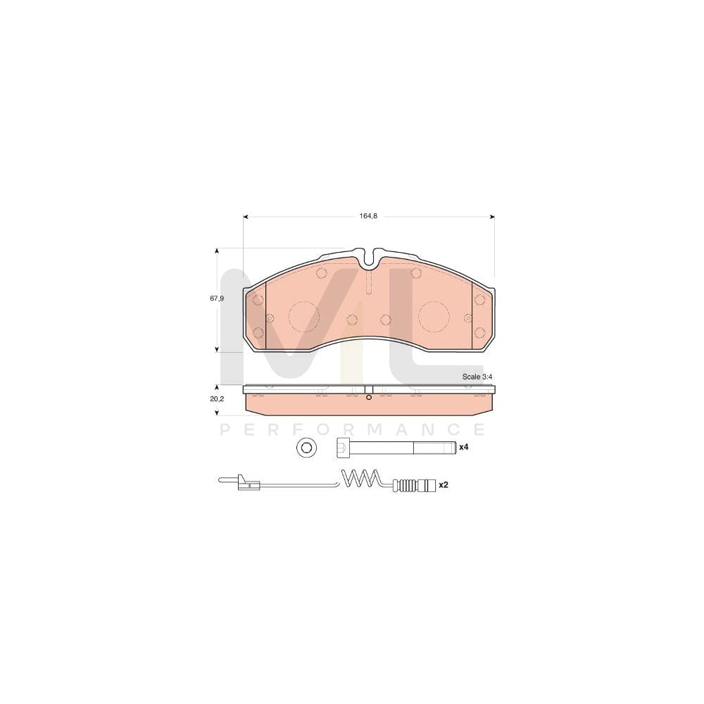 TRW Gdb1694 Brake Pad Set Incl. Wear Warning Contact, With Brake Caliper Screws, With Accessories