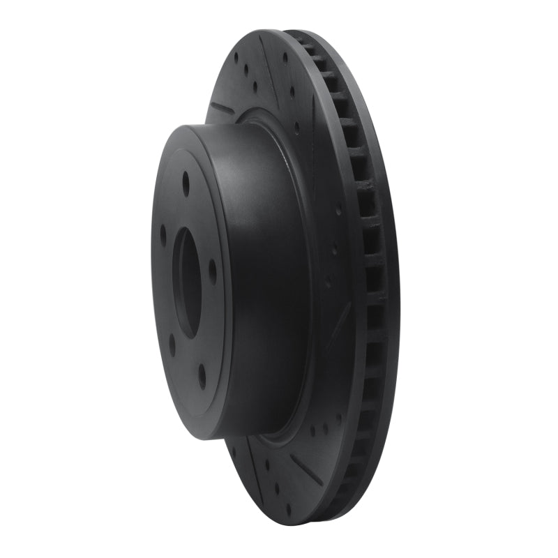 R1 Concepts R1 04-06 Dodge Ram 1500 Pickup Rear Right Drilled & Slotted Black Brake Rotor