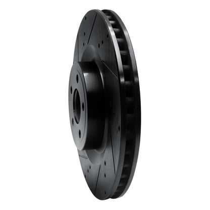 R1 Concepts R1 15-23 Ford Mustang Front Left Drilled & Slotted Black Brake Rotor