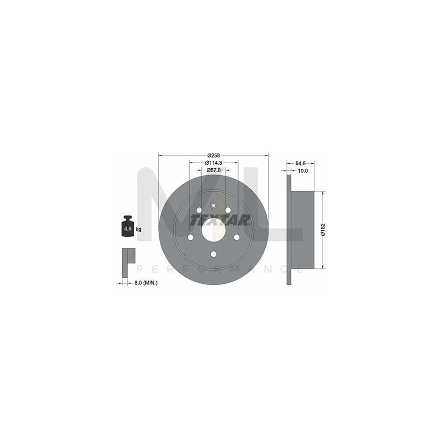 TEXTAR 92128900 Brake Disc for DAEWOO Leganza Solid, without wheel hub, without wheel studs  - 1 piece