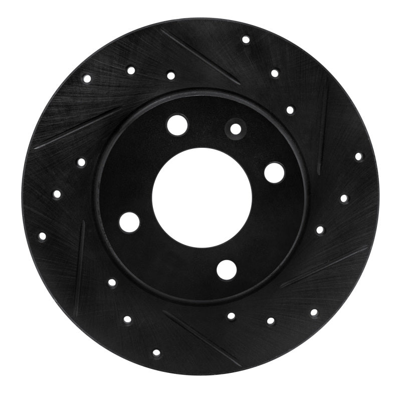 R1 Concepts R1 73-05 Audi Fox Front Right Drilled & Slotted Black Brake Rotor