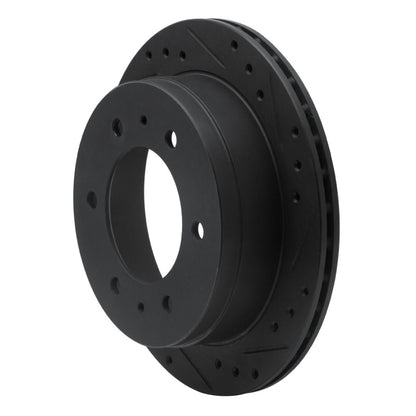 R1 Concepts R1 88-95 Nissan Pathfinder Rear Left Drilled & Slotted Black Brake Rotor