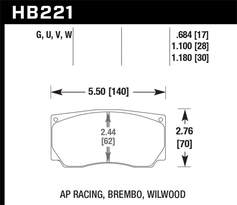 Hawk Performance Hawk AP Racing/Wilwood ER-1 Motorsport Brake Pads