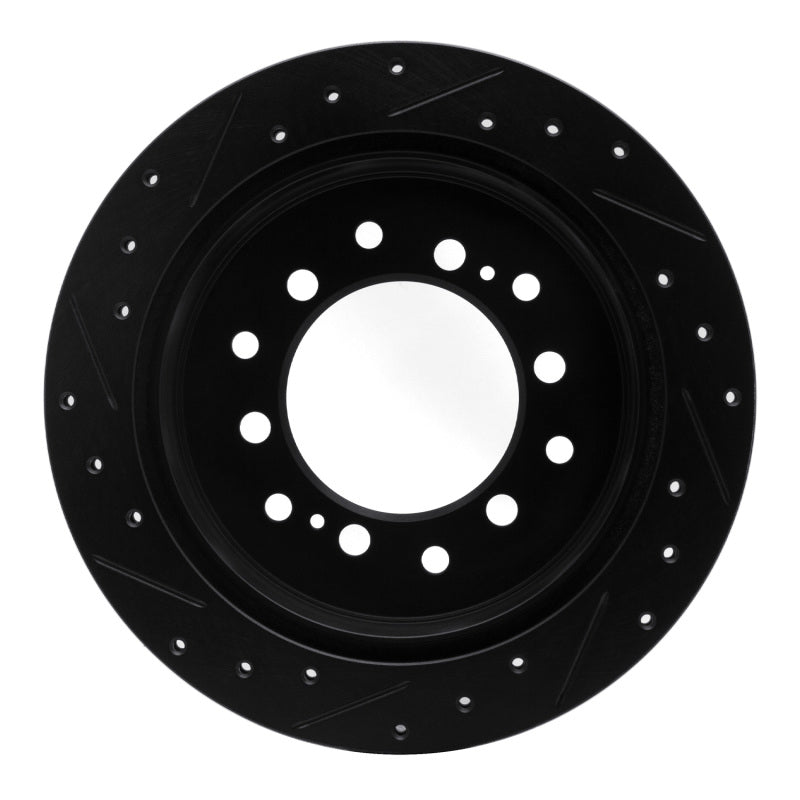 R1 Concepts R1 10-24 Lexus GX460 Rear Right Drilled & Slotted Black Brake Rotor