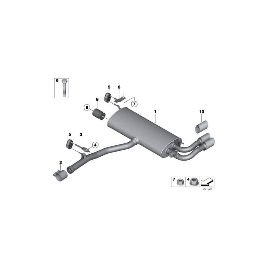 Genuine BMW 18308686883 F25 F26 Rear Muffler With Exhaust Flap (Inc. X3 28iX & X4 28iX)