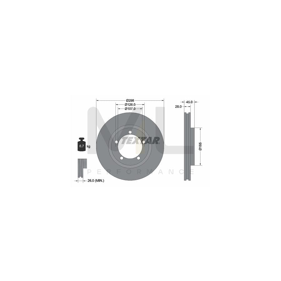 TEXTAR 92040200 Brake Disc for PORSCHE 944 Coupe Internally Vented, without wheel hub, without wheel studs  - 1 piece
