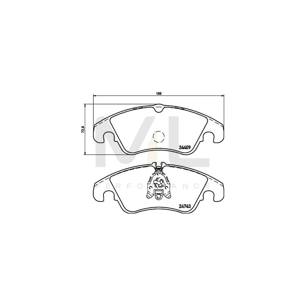Hella 8DB 355 040-621 Brake Pad Set For Ford Focus Mk2 Hatchback (Da_, Hcp, Dp) Not Prepared For Wear Indicator, With Brake Caliper Screws | ML Performance Car Parts