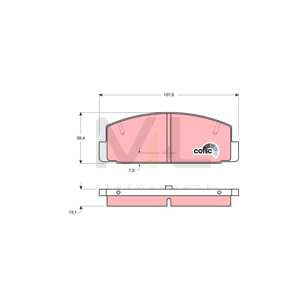TRW Cotec Gdb1027 Brake Pad Set Not Prepared For Wear Indicator