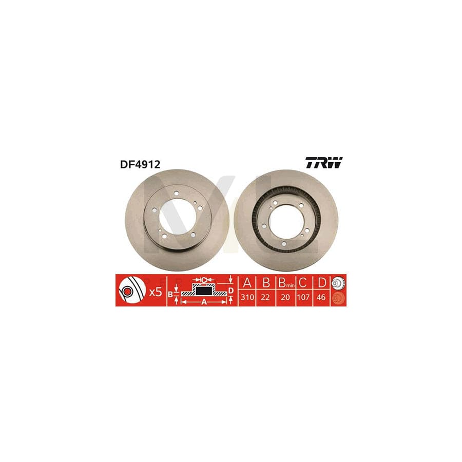 TRW DF4912 Brake Disc for SUZUKI VITARA Vented, Painted  - 1 piece