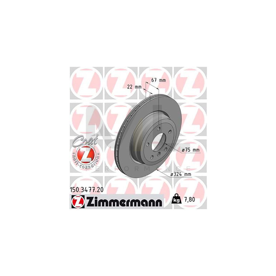 ZIMMERMANN COAT Z 150.3477.20 Brake Disc Internally Vented, Coated, High-carbon  - 1 piece