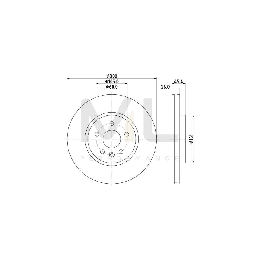 HELLA PRO 8DD 355 122-851 Brake Disc Internally Vented, Coated, without wheel hub, without wheel studs | ML Performance Car Parts