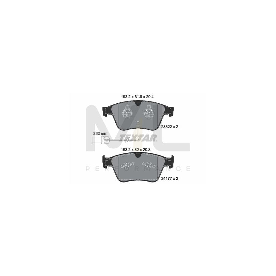 TEXTAR 2382201 Brake pad set with integrated wear warning contact