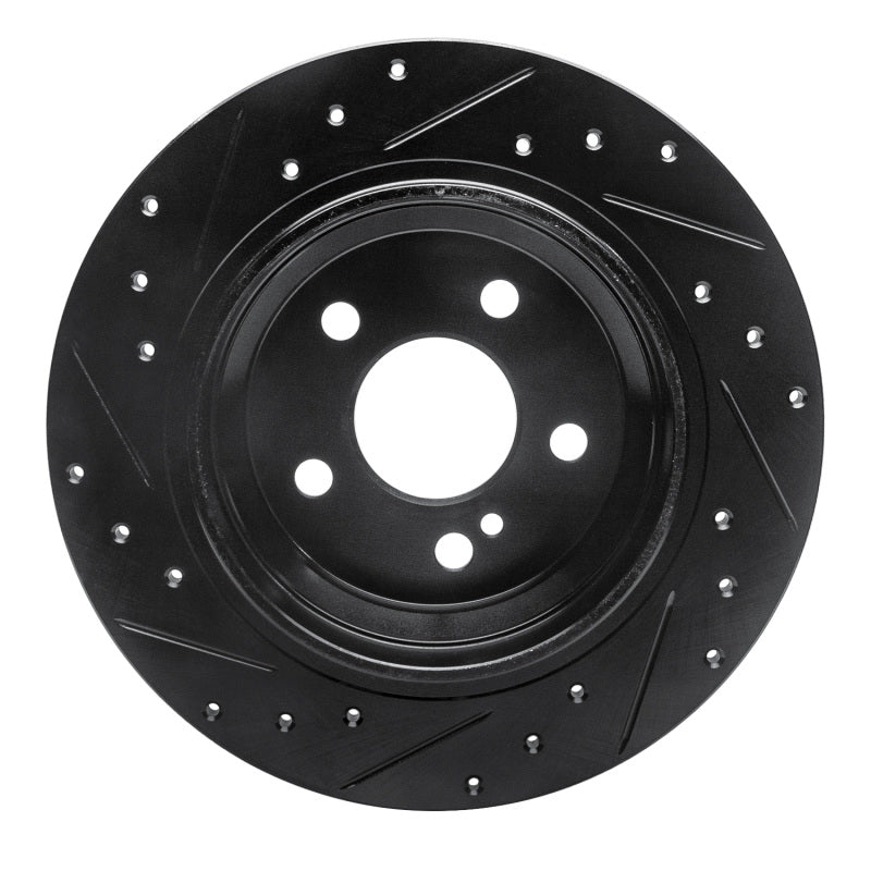 R1 Concepts R1 03-06 Mercedes-Benz CL500 Rear Right Drilled & Slotted Black Brake Rotor