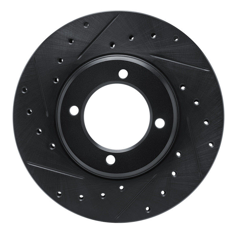 R1 Concepts R1 81-82 Toyota Cressida Front Left Drilled & Slotted Black Brake Rotor
