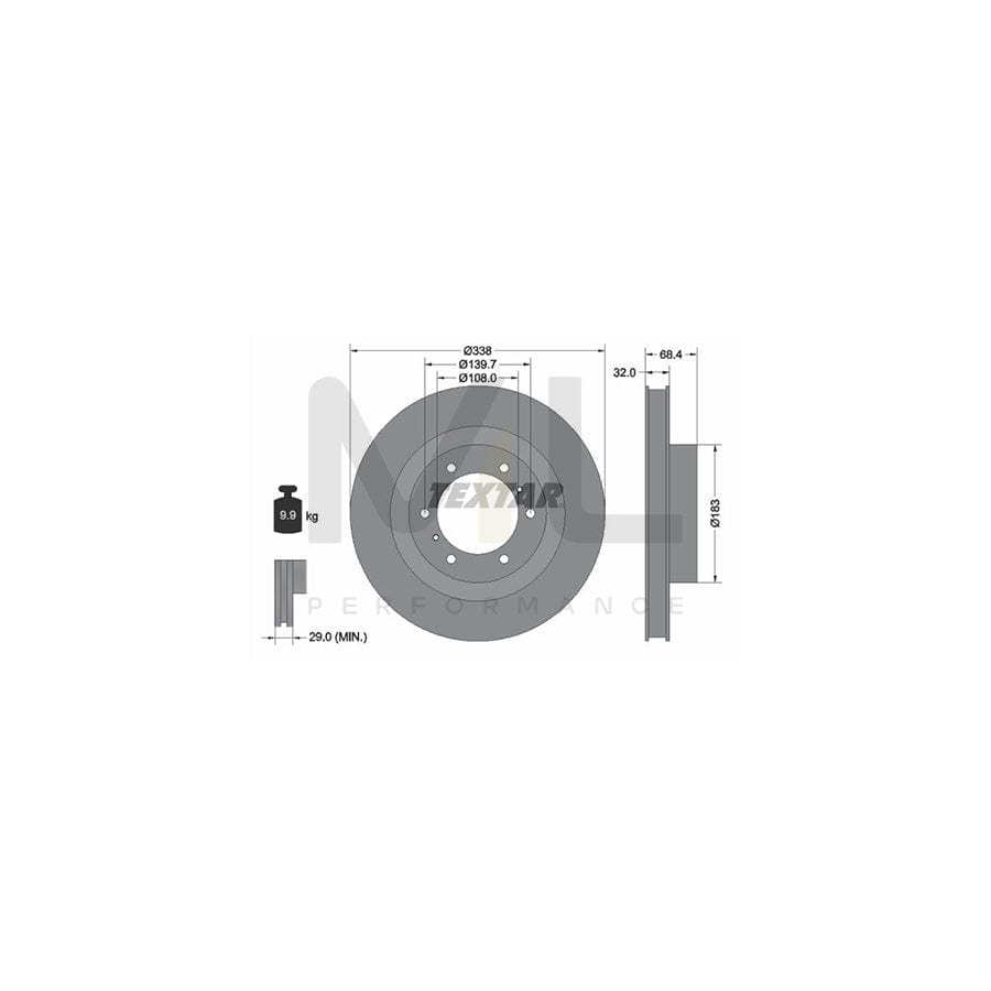TEXTAR 92223900 Brake Disc Internally Vented, without wheel hub, without wheel studs  - 1 piece
