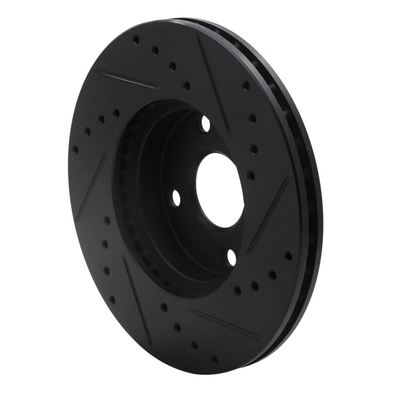 R1 Concepts R1 90-03 Ford Escort Front Left Drilled & Slotted Black Brake Rotor