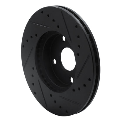 R1 Concepts R1 90-03 Ford Escort Front Left Drilled & Slotted Black Brake Rotor