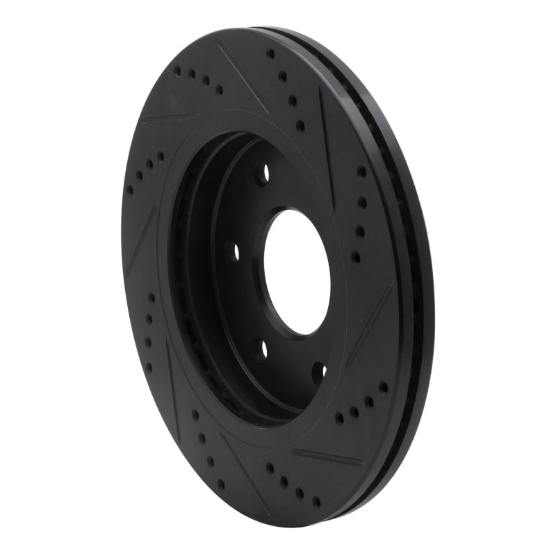 R1 Concepts R1 05-07 Infiniti QX56 Front Left Drilled & Slotted Black Brake Rotor
