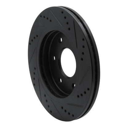 R1 Concepts R1 05-07 Infiniti QX56 Front Left Drilled & Slotted Black Brake Rotor