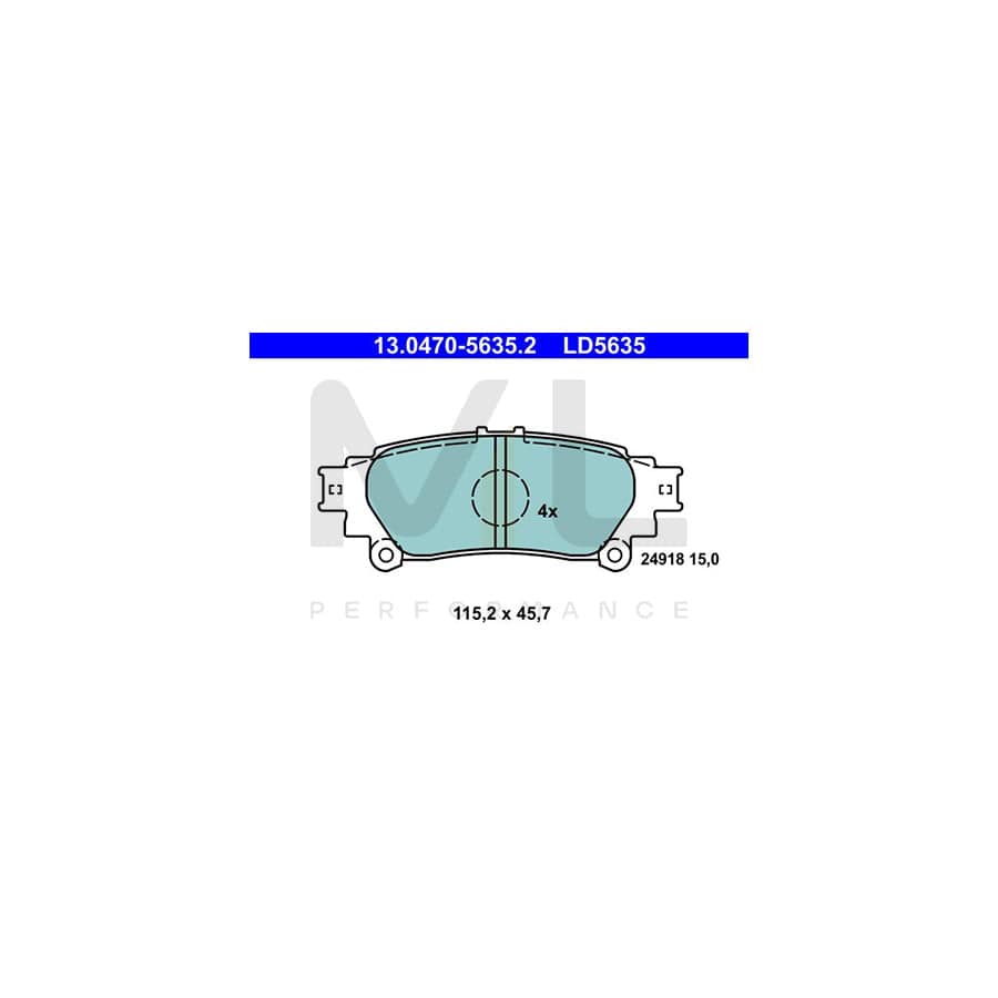 ATE Ceramic 13.0470-5635.2 Brake pad set without integrated wear warning contact